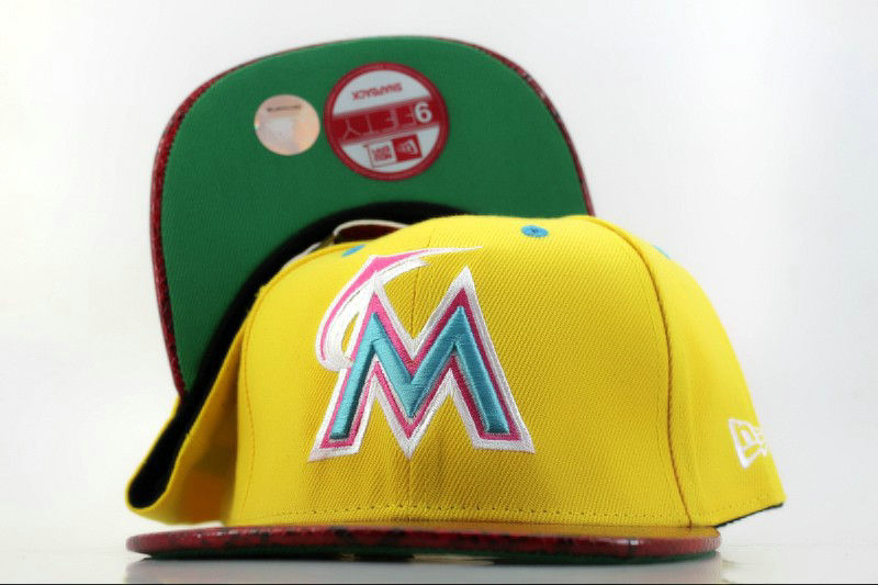 Miami Marlins Yellow Snapback Hat QH